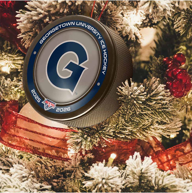 Georgetown University Hoyas Hockey Puck Ornament - Authentic Series