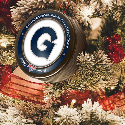Georgetown University Hoyas Hockey Puck Ornament - Authentic Series