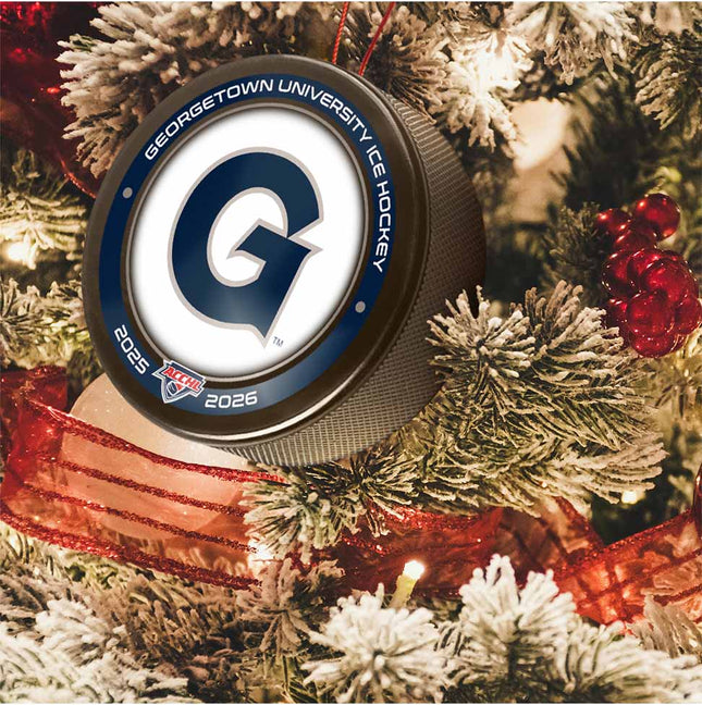 Georgetown University Hoyas Hockey Puck Ornament - Authentic Series