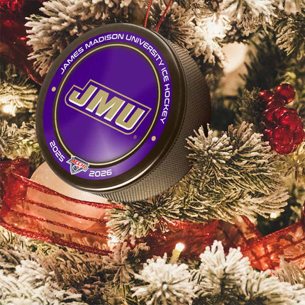 James Madison University Dukes Hockey Puck Ornament - Authentic Series