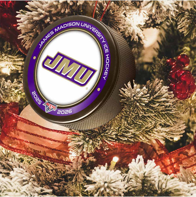 James Madison University Dukes Hockey Puck Ornament - Authentic Series
