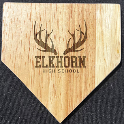 Elkhorn High School Antlers Wood Home Plate Coasters “Laser Etched”