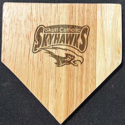 Skutt Catholic SkyHawks Wood Home Plate Coasters “Laser Etched”