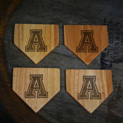 Austin Maroons Wood Home Plate Coasters “Laser Etched”