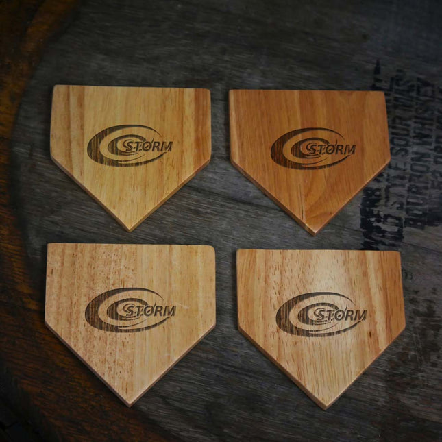 Elkhorn South Storm Wood Home Plate Coasters “Laser Etched”
