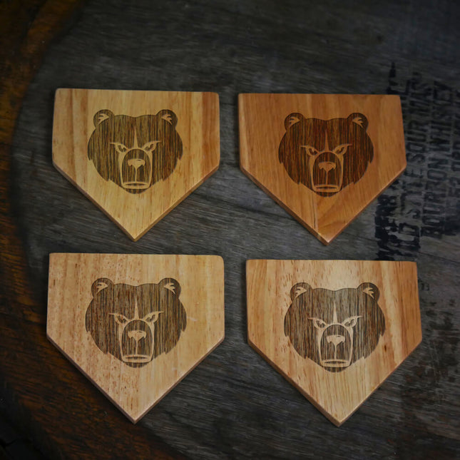 Hammond Golden Bears Wood Home Plate Coasters “Laser Etched”
