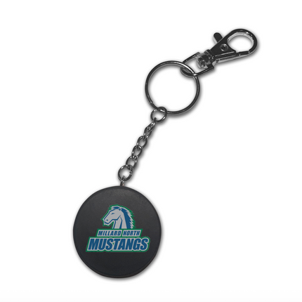 Millard North Mustangs Hockey Puck Keychain - Authentic Series