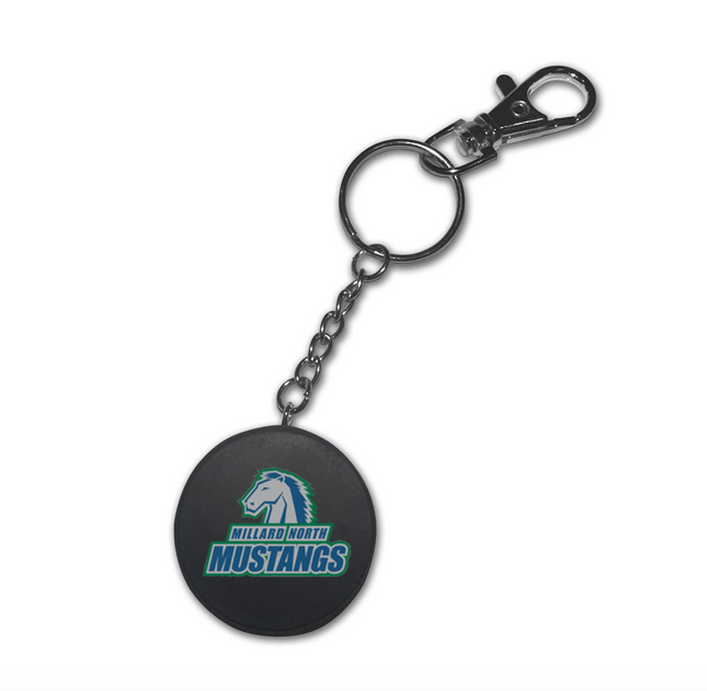 Millard North Mustangs Hockey Puck Keychain - Authentic Series