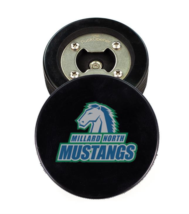 Millard North Mustangs Hockey Puck Opener - Authentic Series
