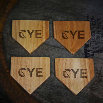 CYE Wood Home Plate Coasters “Laser Etched”