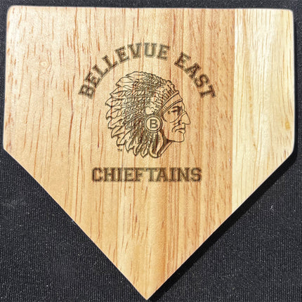 Bellevue East Chieftains Wood Home Plate Coasters “Laser Etched”