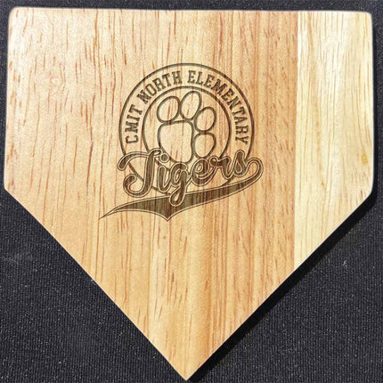 CMIT North Elementary School Tigers Wood Home Plate Coasters “Laser Etched”