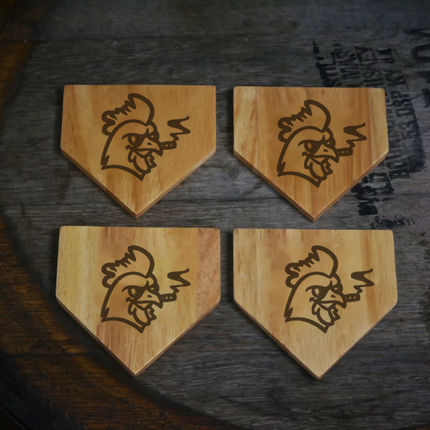Austin Yard Birds | Cluck Norris Home Plate Wood Coaster