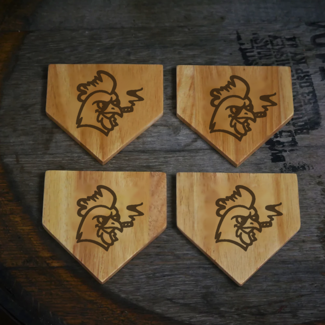 Austin Yard Birds | Cluck Norris Home Plate Wood Coaster