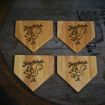 Austin Yard Birds | Big Cluck Home Plate Wood Coaster