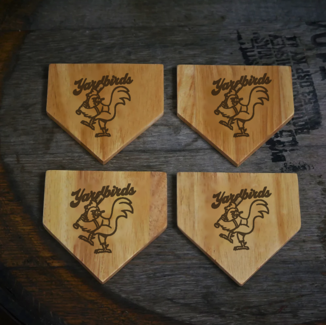 Austin Yard Birds | Big Cluck Home Plate Wood Coaster
